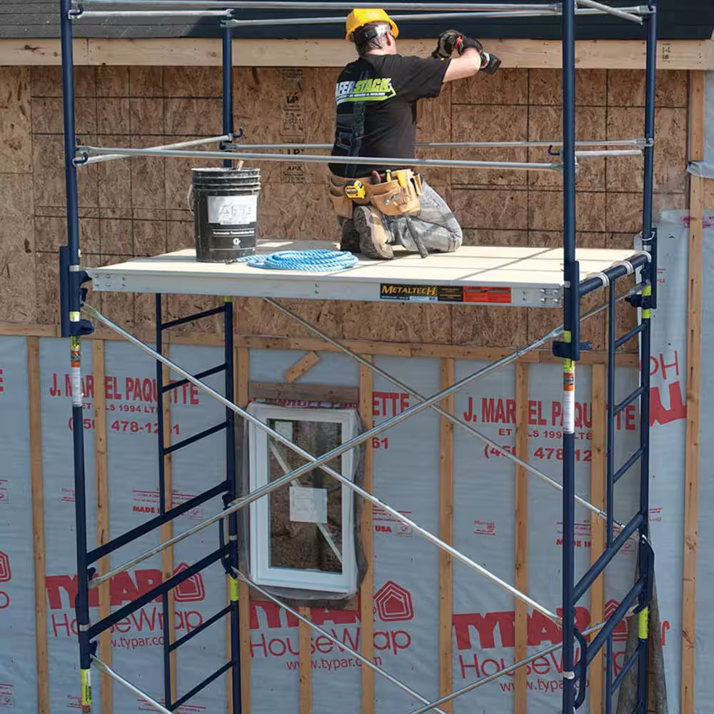 10 Ft. L X 19 In. W Aluminum Scaffold Platform with 5/8 In. Plywood Plank for St