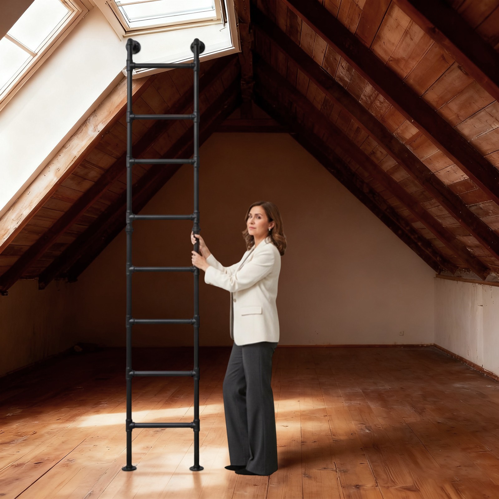 8-Step Loft Ladder Bunk Bed Ladder High Attic Step Ladders 150kg/330.69lbs