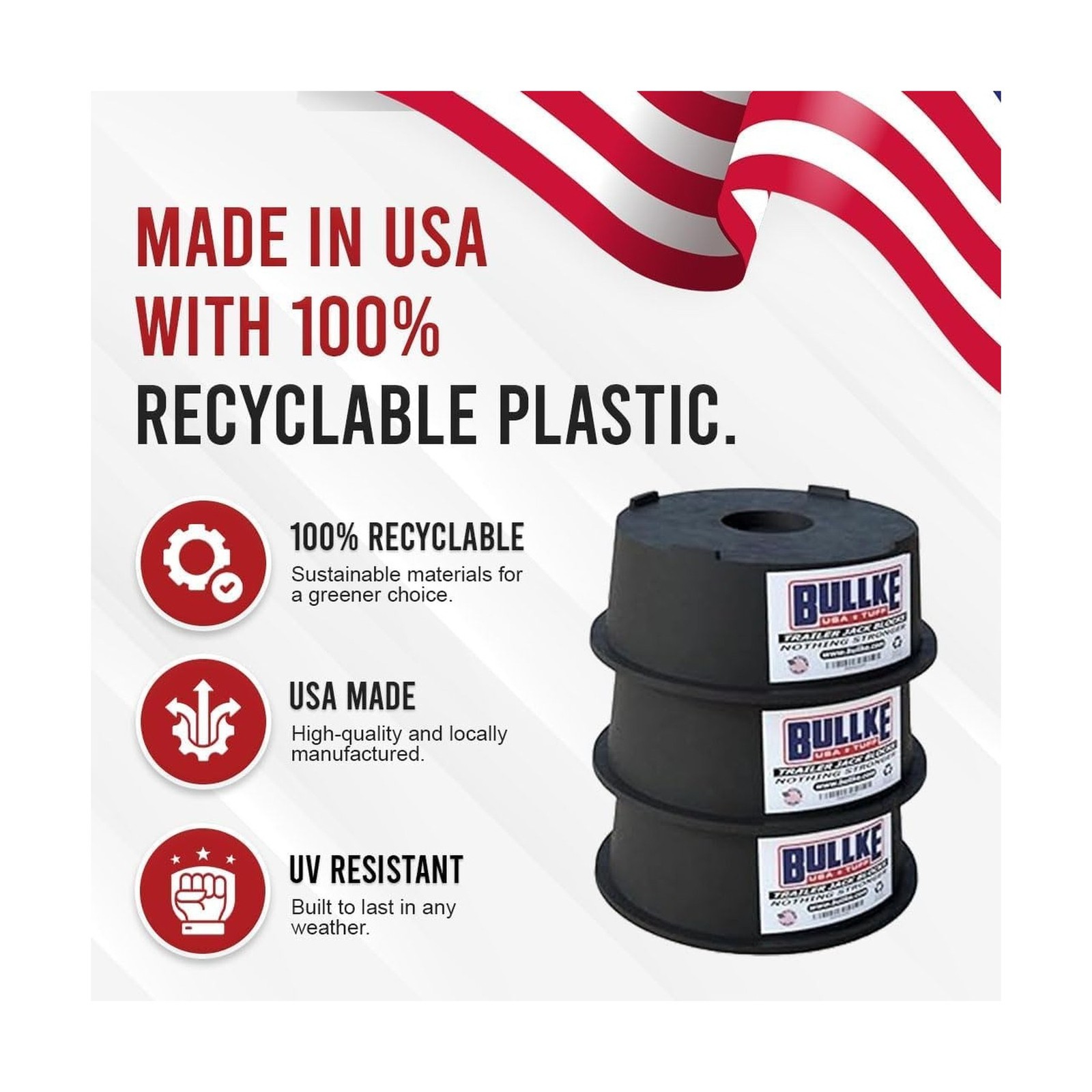 USA-Made Trailer Leveling Blocks – for RV and Camper, Heavy Duty Jack Pads, S…