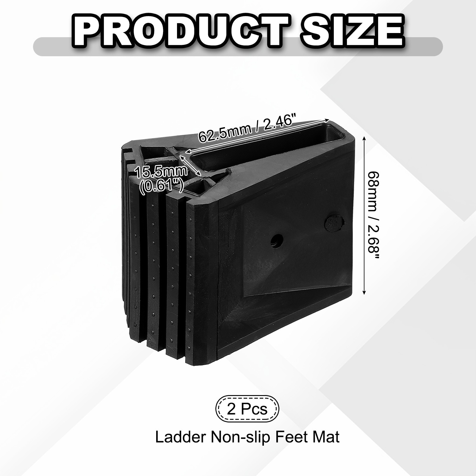 Ladder Non Slip Feet Mat (62.5×15.5mm) (2Pcs), Rubber Step Ladder Foot