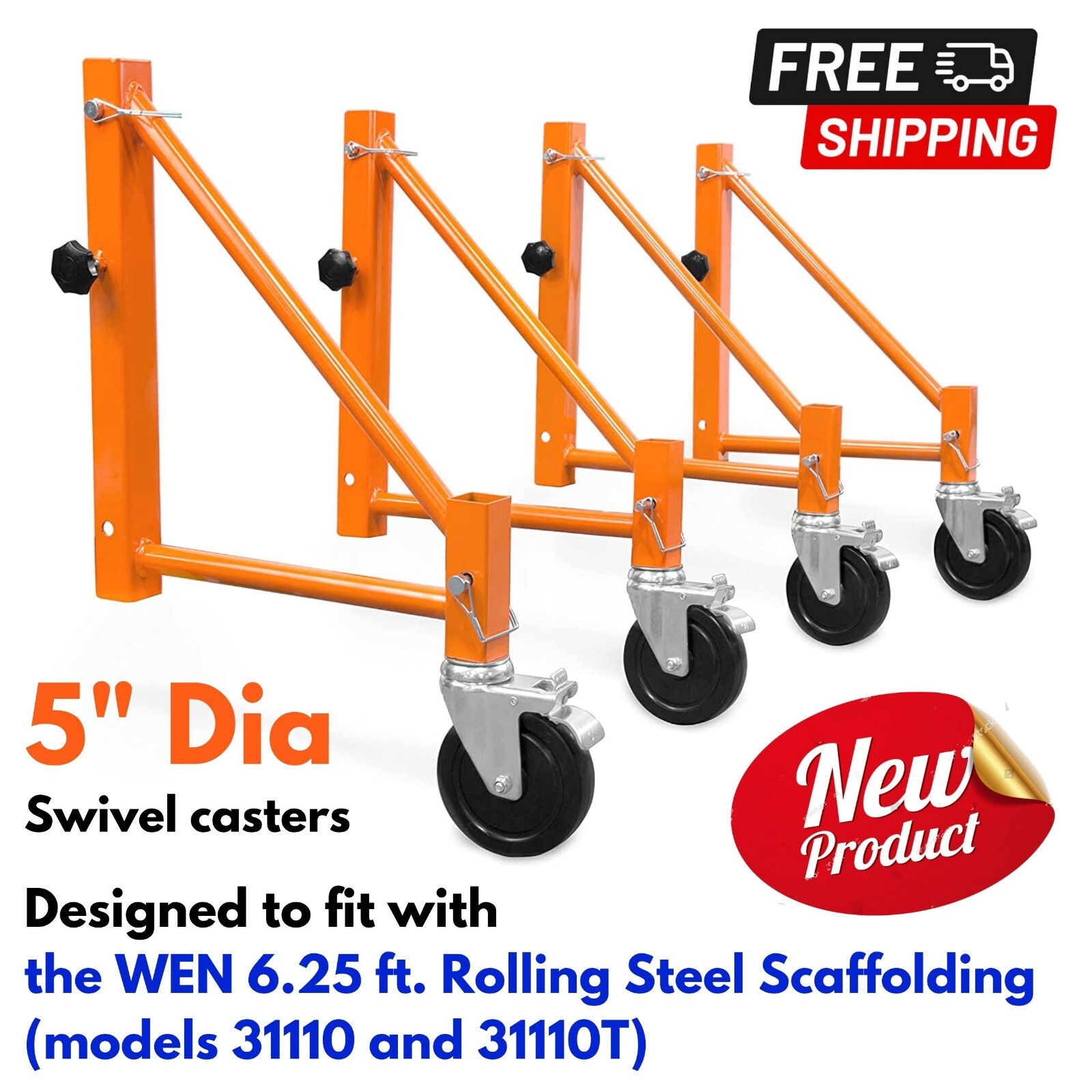 4pk Baker Scaffolding Outriggers 5″ Caster for WEN 6.25ft Scaffold 31110 31110T