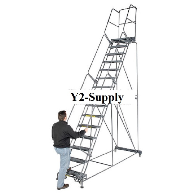 NEW! Grip 24″W 6 Step Steel Rolling Ladder 14″D Top Step- Lock Type B!!