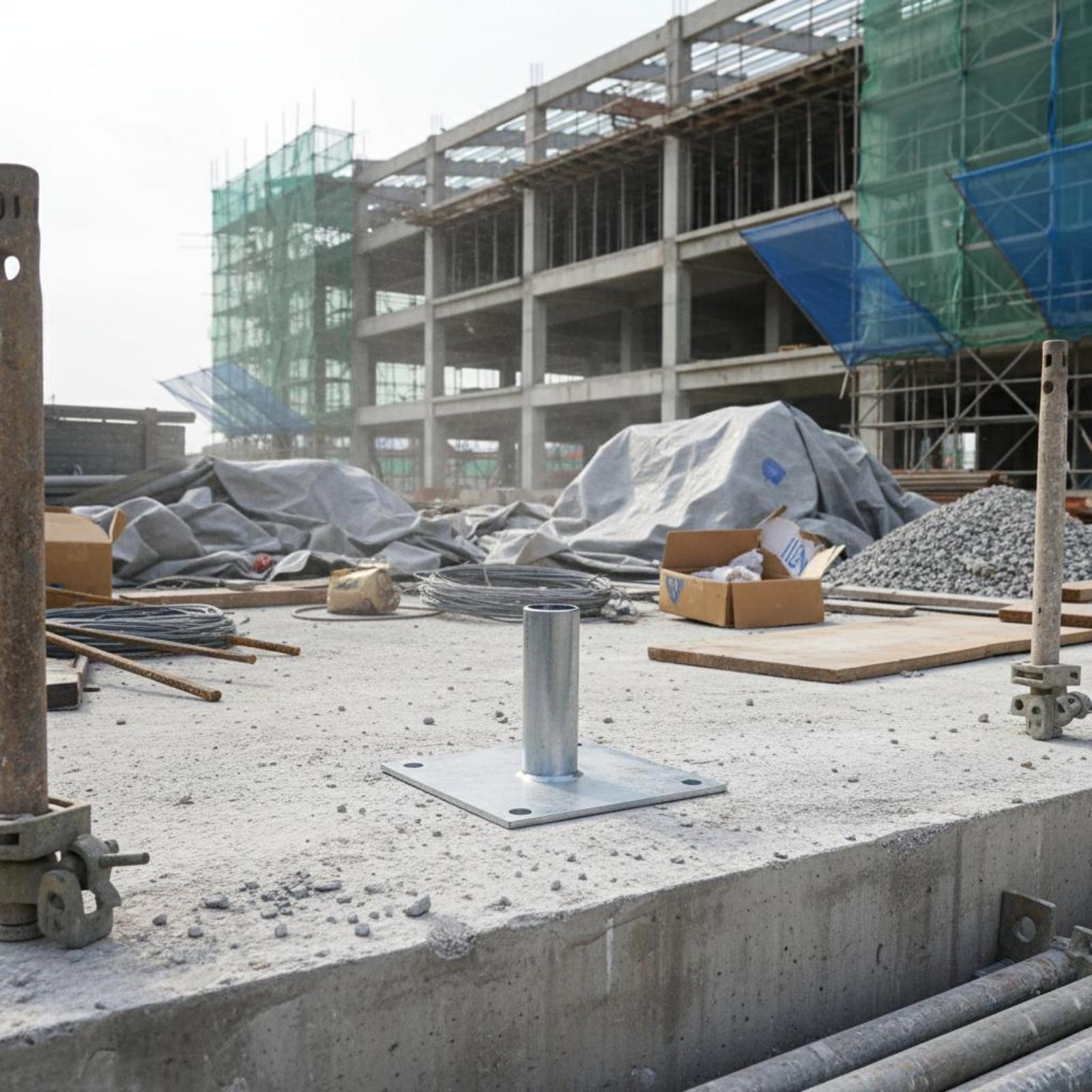 Galvanized Scaffold Socket Base Welded Scaffolding Footing Plate Mounting Holes