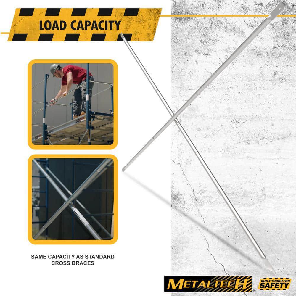 Metaltech 7ft x 4ft Galvanized Steel Scaffolding Cross Brace OSHA Certified
