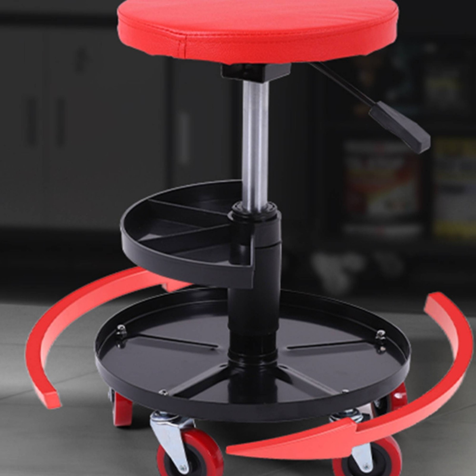 Rolling Work Stool with Padded Seat Cushioned Rolling Stool Mobile for