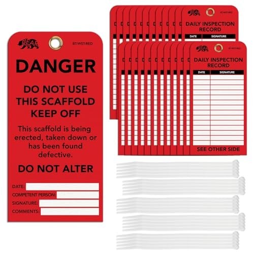 Safety Inspection Scaffold Tags Kit – Danger Status Warning Signs, 3×6 in, 25 Pa