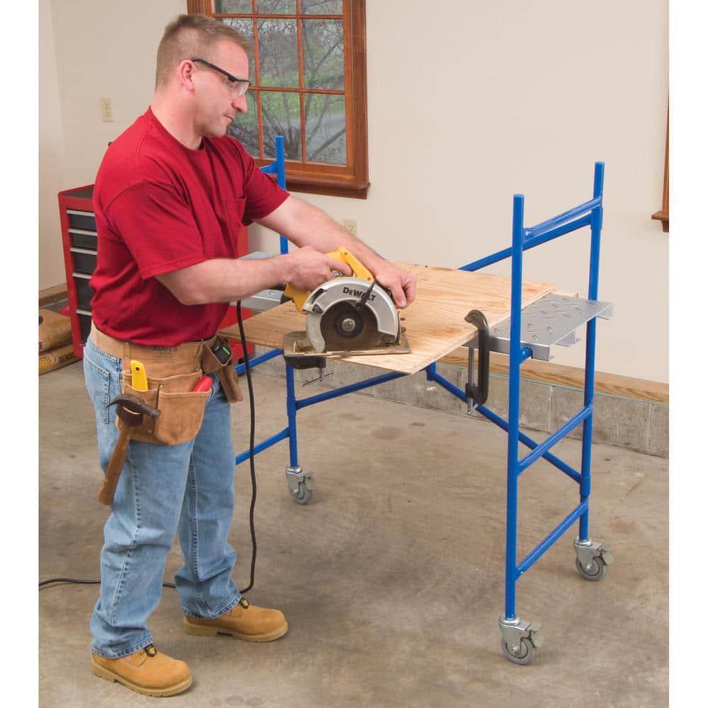 Portable Rolling Scaffold 4.1 ft H x 3.8 ft W 500 lb Load 2 Platforms Lock Wheel