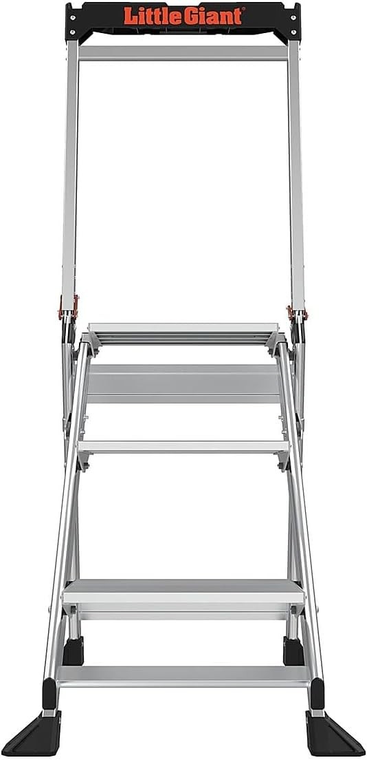 Ladders Jumbo Step Stool with Handrail,3-Step,Aluminum,8.7-Ft Reach Height
