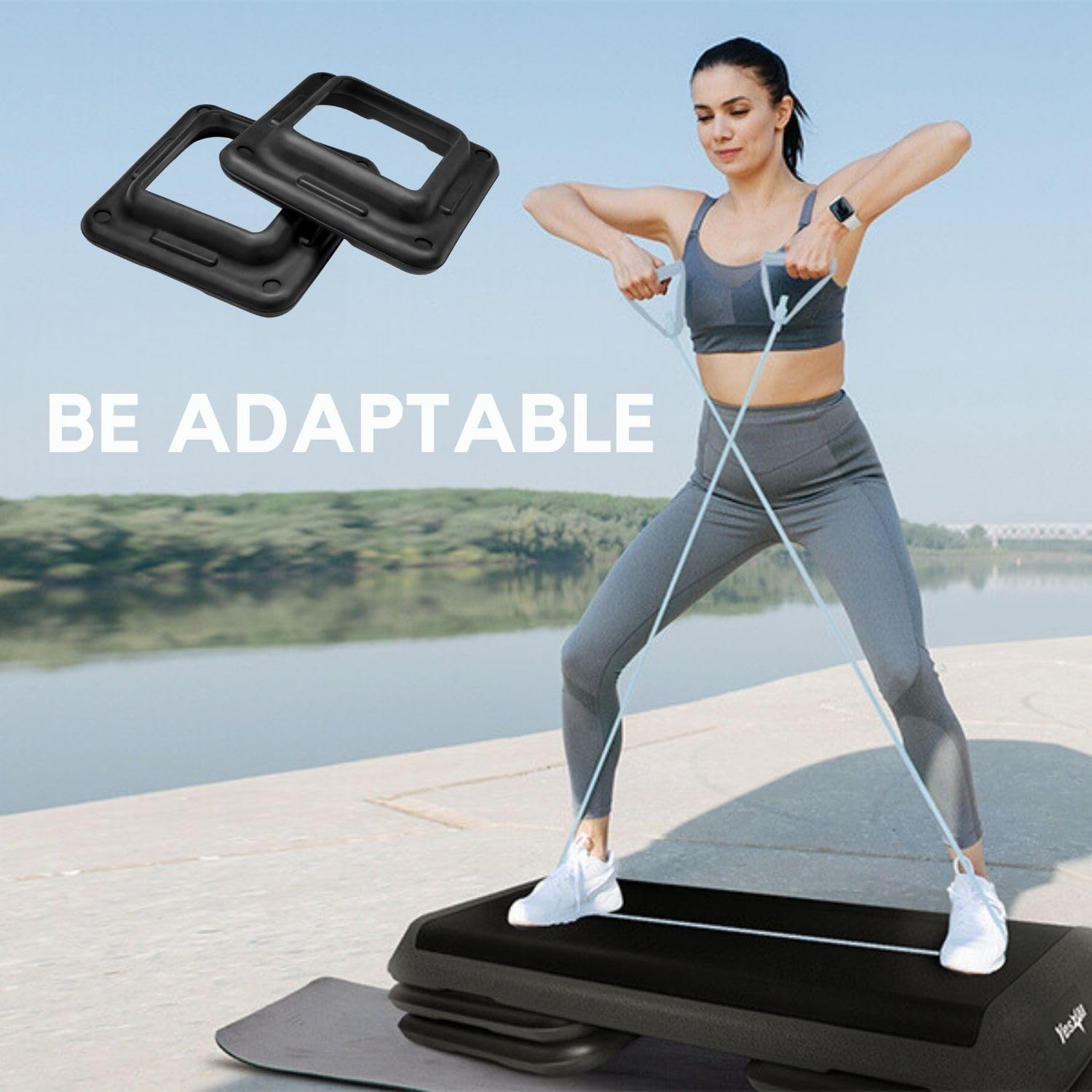 Yes4All Aerobic Exercise Workout Step Platform Health Club Size with 2 Adjustabl