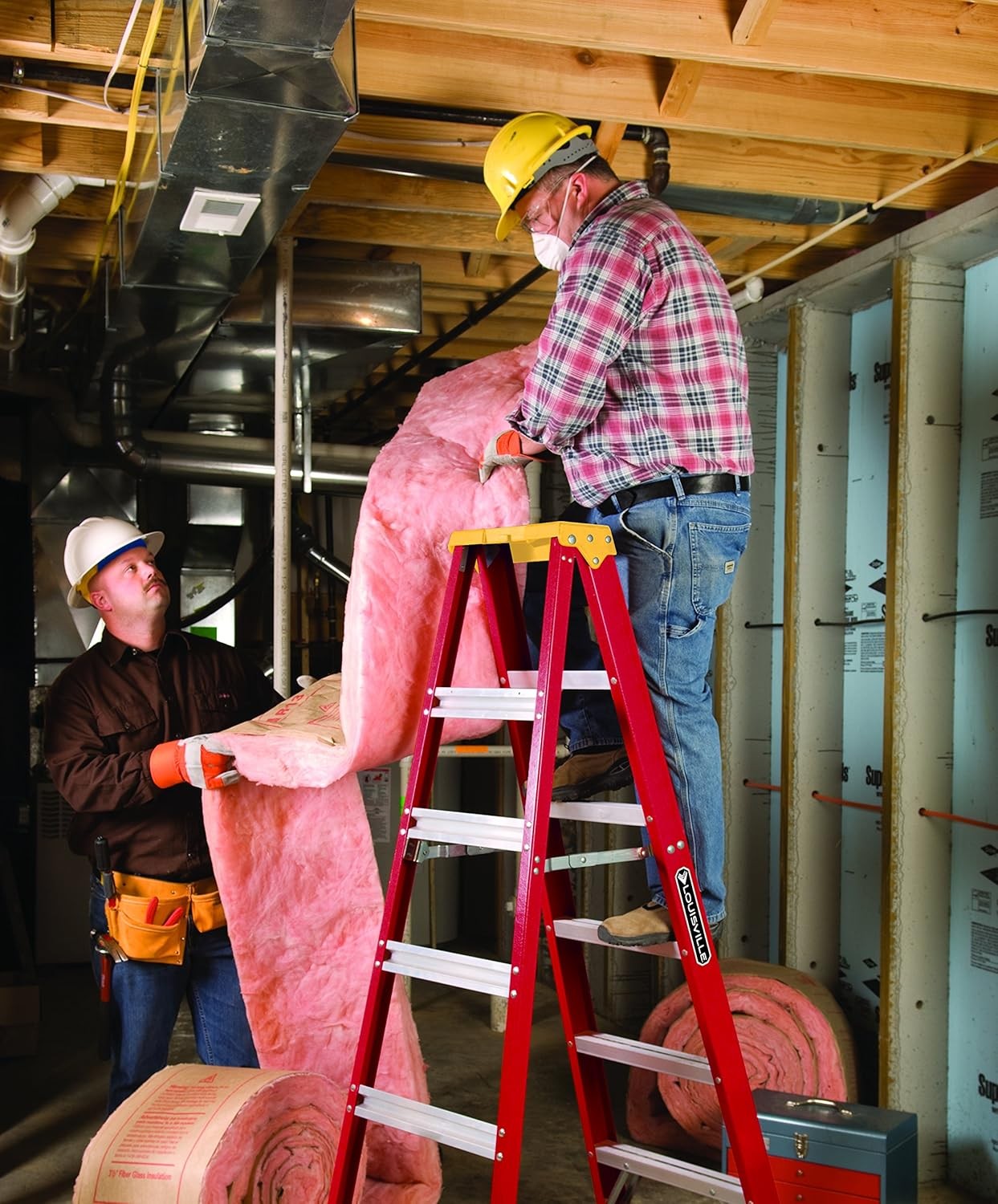Louisville Ladder 4-Foot Fiberglass Step Ladder, 300-Pound Load 4 feet, Red