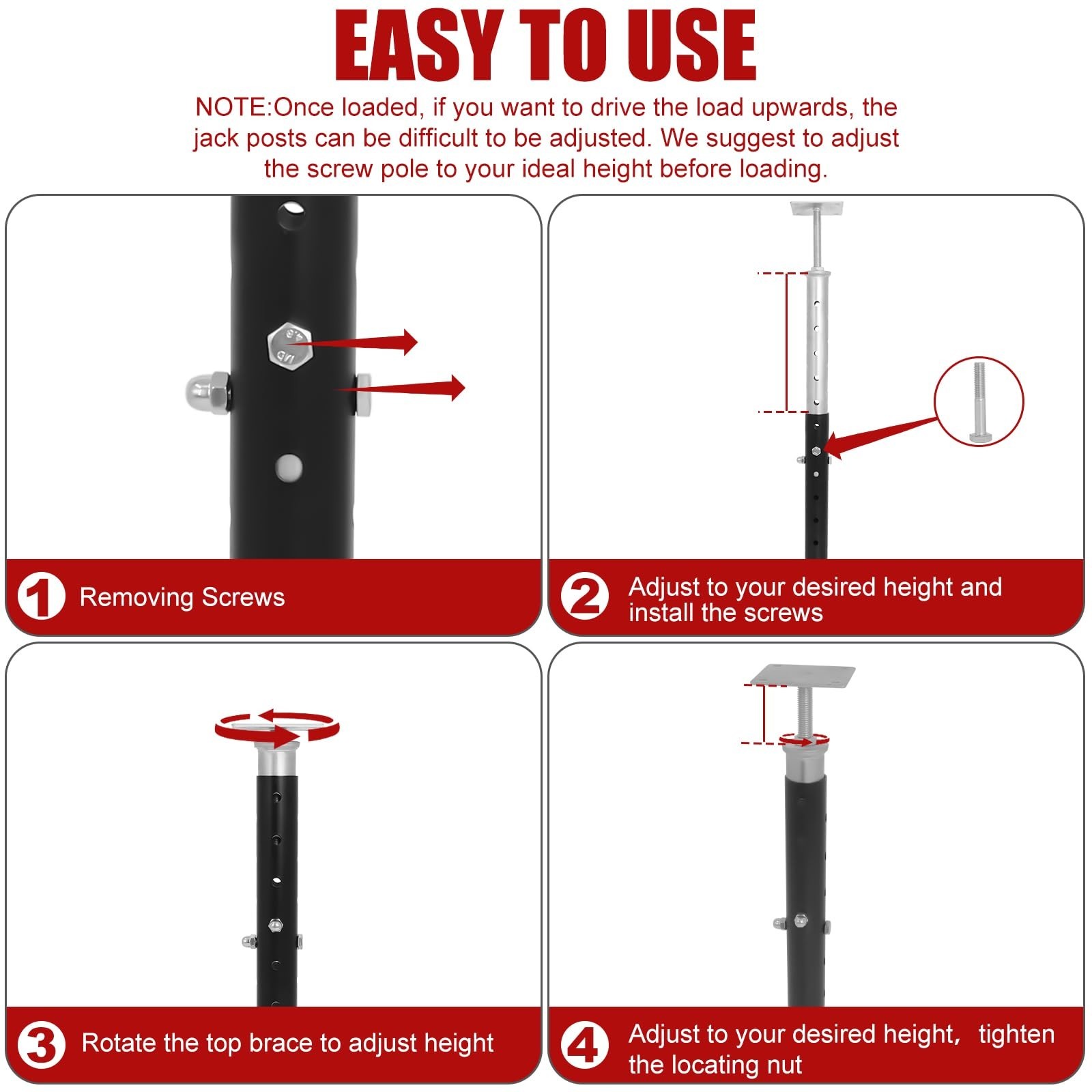 Adjustable House Floor Jacks, 4 PCS House Jacks for Leveling, Floor Straighte…