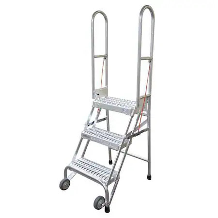 COTTERMAN SAS4A3E10B8C1P6 70 in H Steel Folding Rolling Ladder, 4 Steps, 350 lb