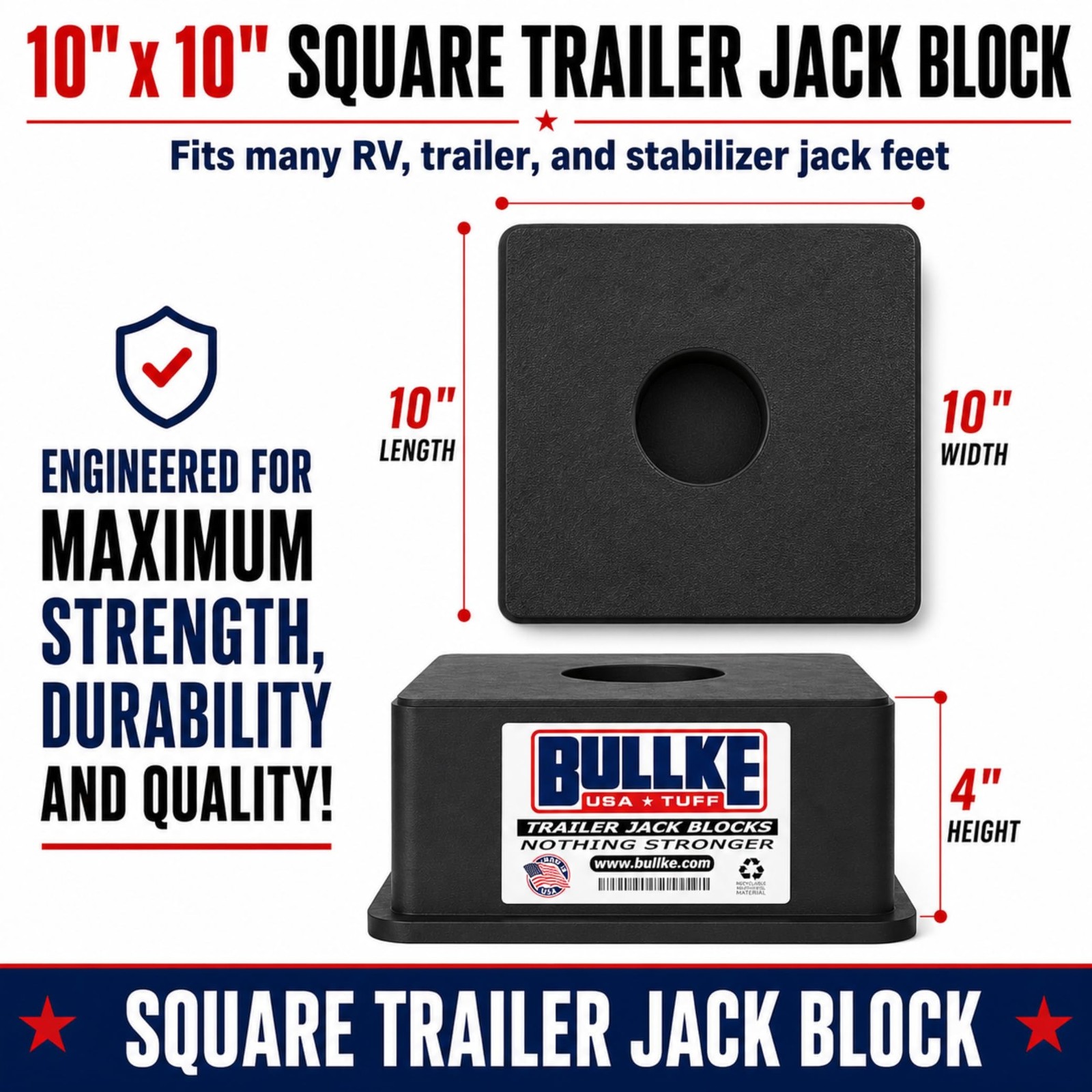 Square Trailer Jack Blocks 4-Pack, USA-Made Heavy Duty RV Leveling … Fast Ship