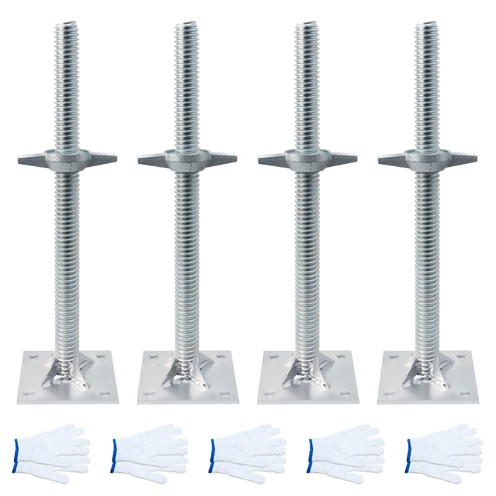 4 Pack Adjustable Scaffold Leveling Jacks 18.25″ – Heavy Duty Screw Jacks, Wide