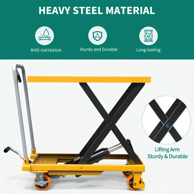 Yitahome 1000 lbs Single Scissor Hydraulic Lift Table Cart with Locking Wheels