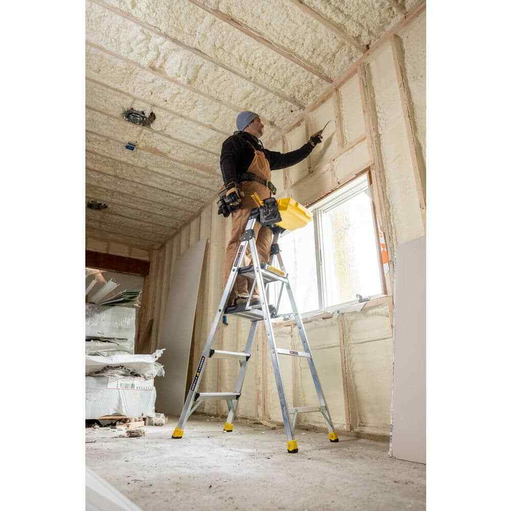 5.5 ft Aluminum Dual Platform Heavy Duty Hybrid Ladder 10 ft Reach 300 lbs