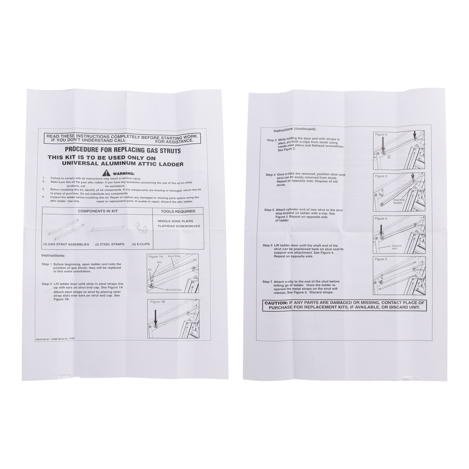2X 36-80 Standard Strut Kit For Werner Aluminum Attic Ladders AH2210 AH2210B E0