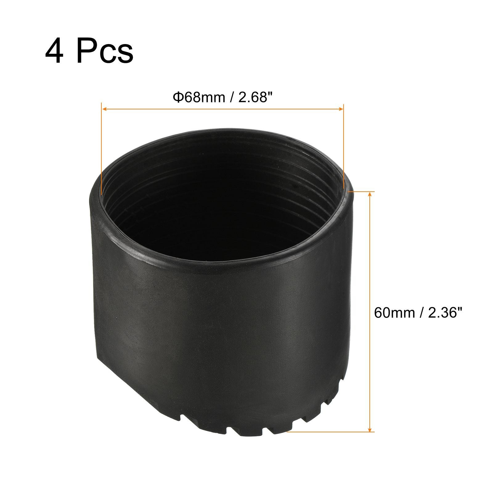Non-slip foot stairs mat 68mm ID rubber round black 4pcs