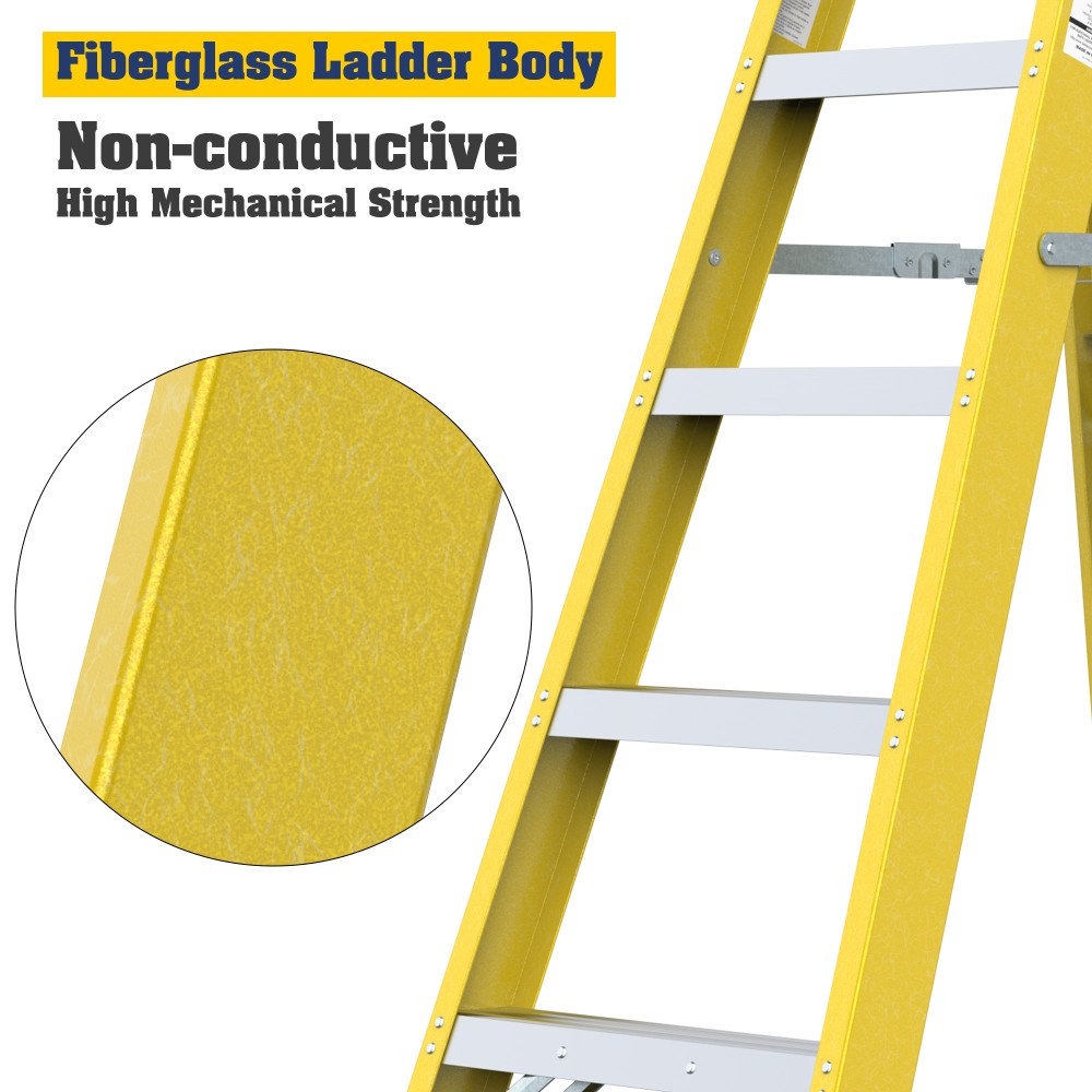 6Step Fiberglass Reinforced Single Side Ladder,Lightweight Non-Conductive,300LBS
