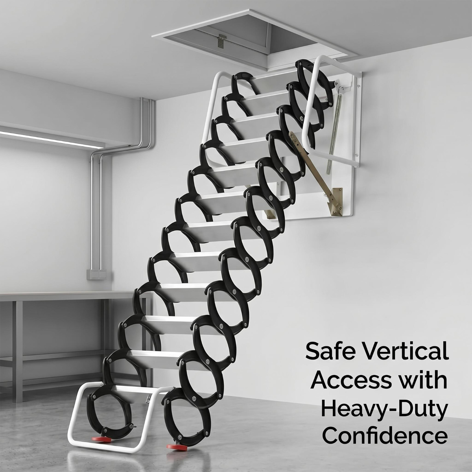 1102LBS Wall Mounted Attic Ladder Wall Mounted Expansion Folding 3M Practical