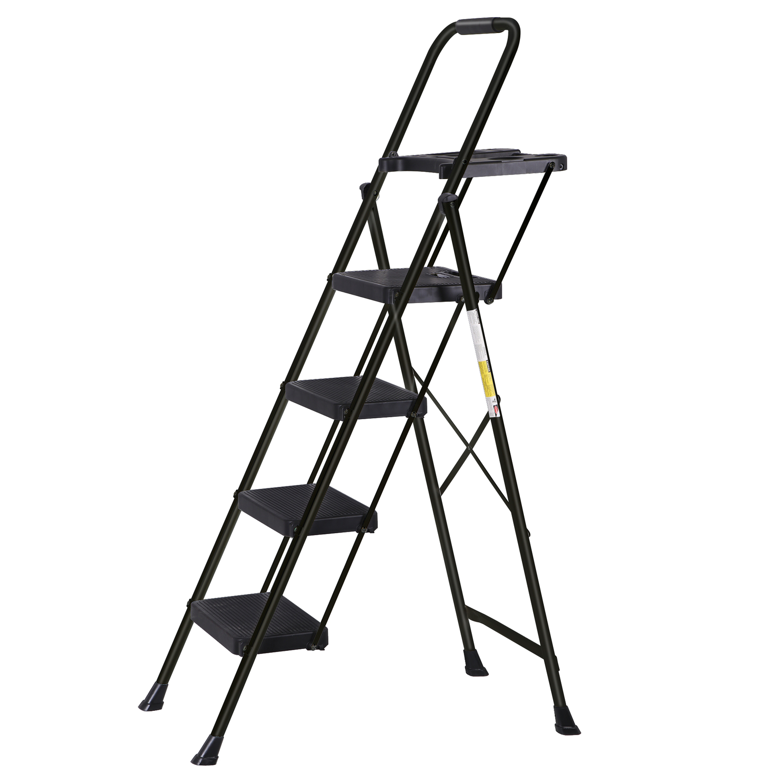 Folding Step Ladders for Kitchen/Closet Ladder 4 Step for Adults Non-Slip Black