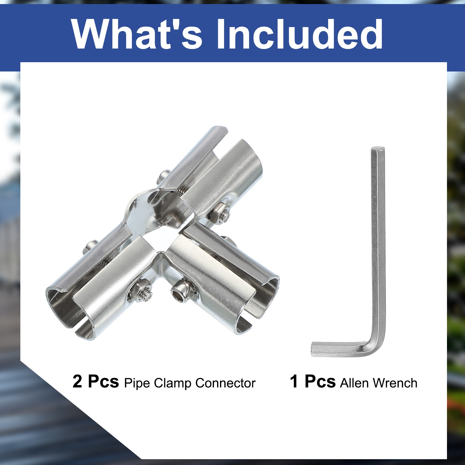 1″ 4 Way Pipe Clamp Connector, 2 Pcs Link Fence Clamps, Silver