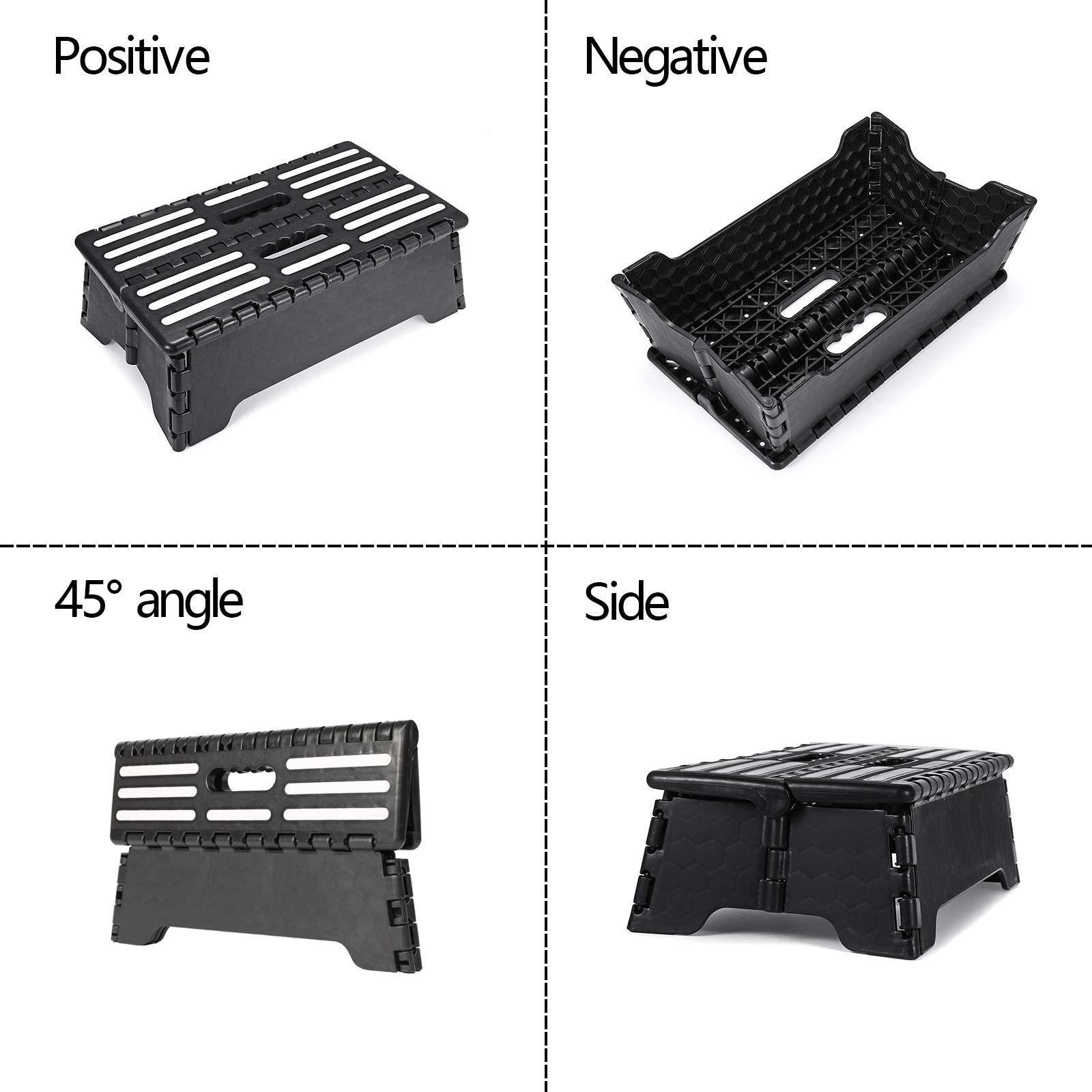 5 Inch Folding Step Stool with Non-Slip Mat. Made 1 Count (Pack of 1), Black