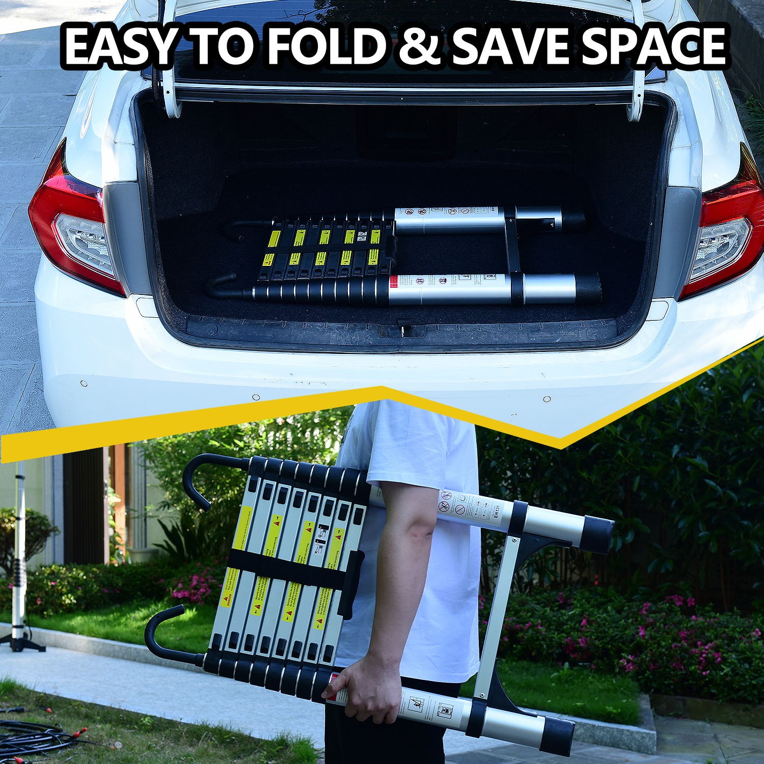 3.2M Multi-Functional Aluminum Folding Ladder, Ideal for Home & Work