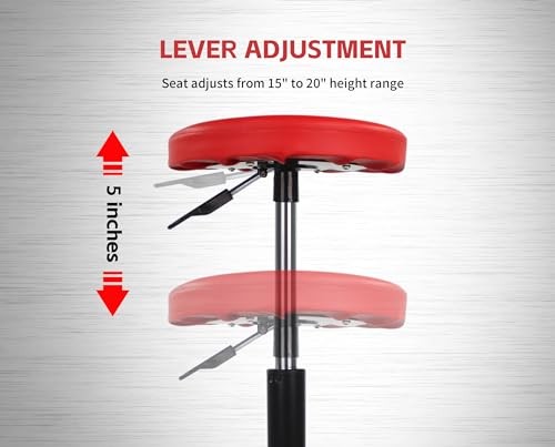 MaxWorks 80771 Pneumatic Roller Seat Creeper – 300 lb Capacity – Adjustable Heig