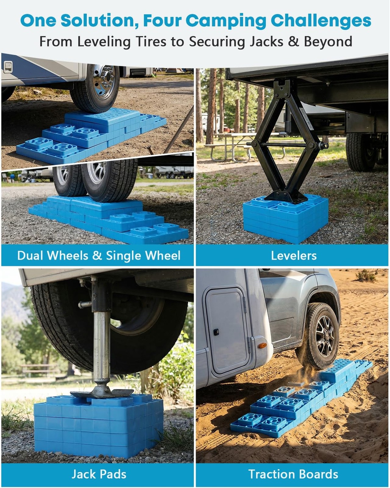 Kohree Heavy Duty RV Leveling Blocks, 12 Pack Camper Leveling Blocks with Sto…