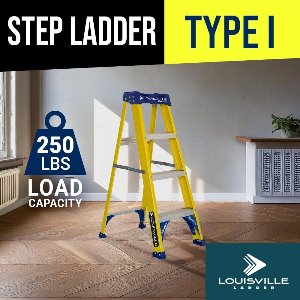 Louisville Ladder 5-Foot Fiberglass Step Ladder, 250-Pound 5 feet, Yellow