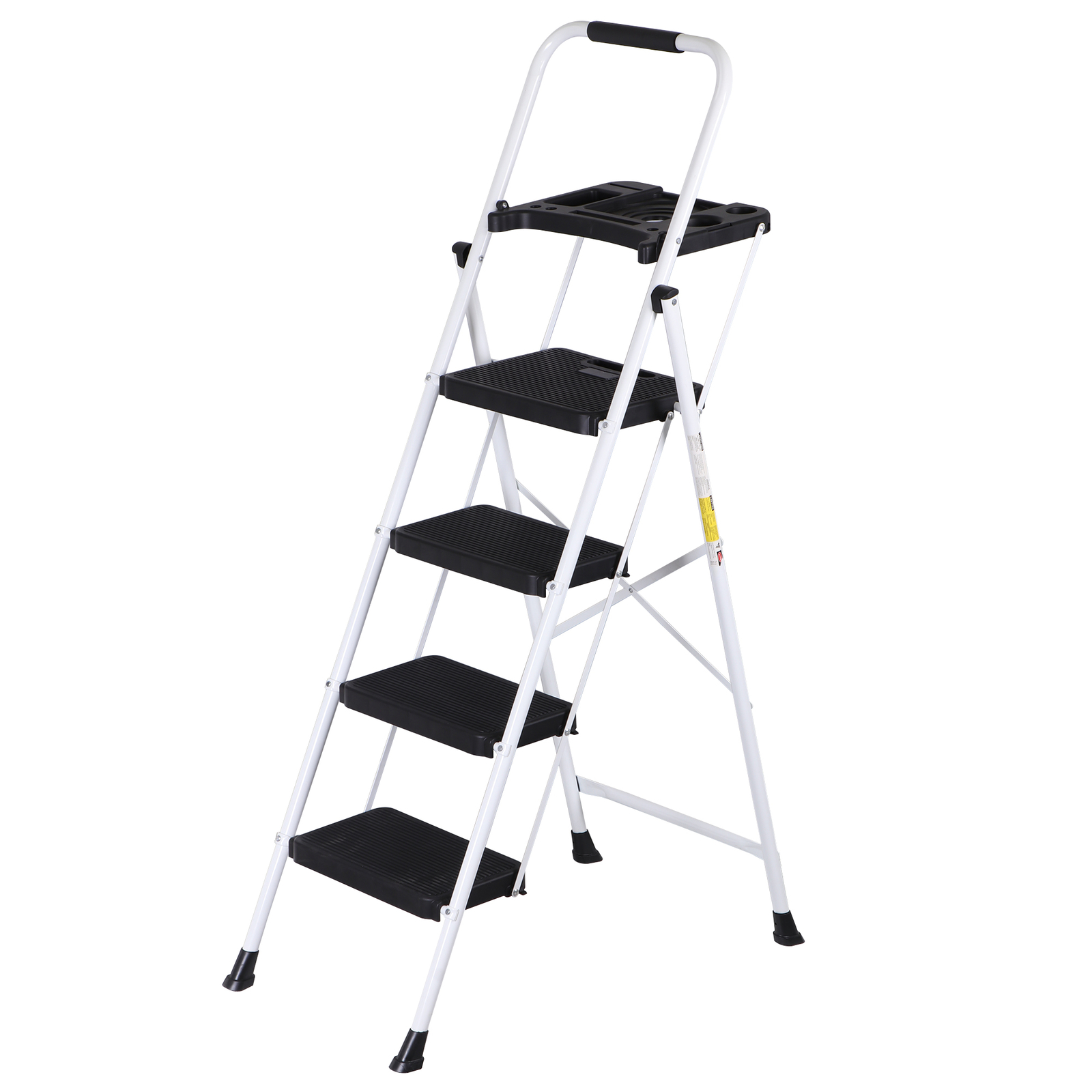 4-Step Ladder Folding Step Stool 330lbs Max Load Capacity Sturdy Steel Non-Slip