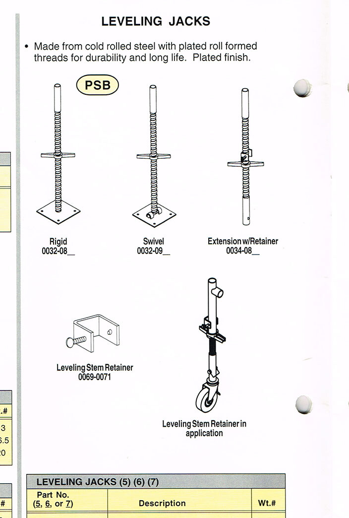 Original Unused Bil-Jax Scaffold Leveling Retainers (Set of 4)