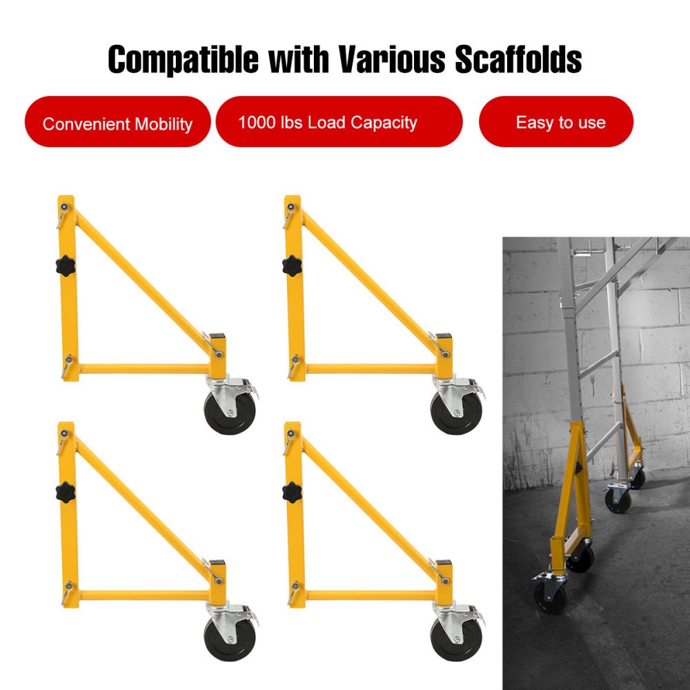 Heavy Duty Scaffold Outriggers with 5″ Swivel Casters 4pcs/set 1000lbs Capacity
