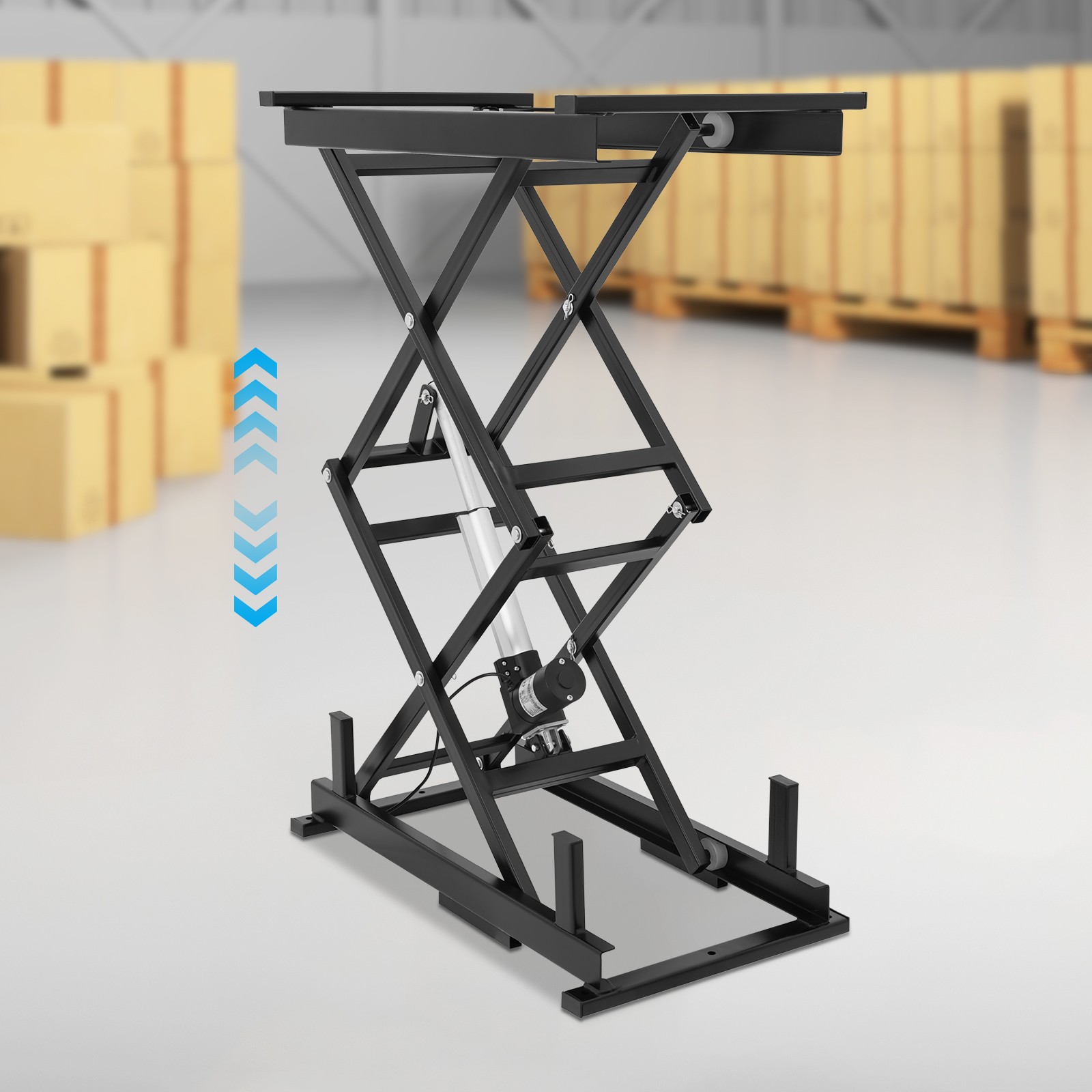 Electric Scissor Lift Table Hydraulic 140lbs Capacity Adjustable Height Foldable