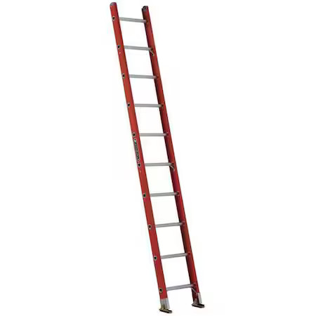 Louisville Fe3110 10 Ft Overall H, Straight Ladder, Fiberglass, Orange Finish,