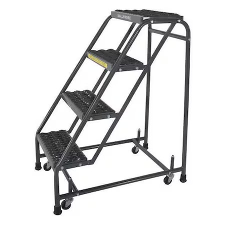 BALLYMORE 418G 38 in H Steel Rolling Ladder, 4 Steps, 450 lb Load Capacity