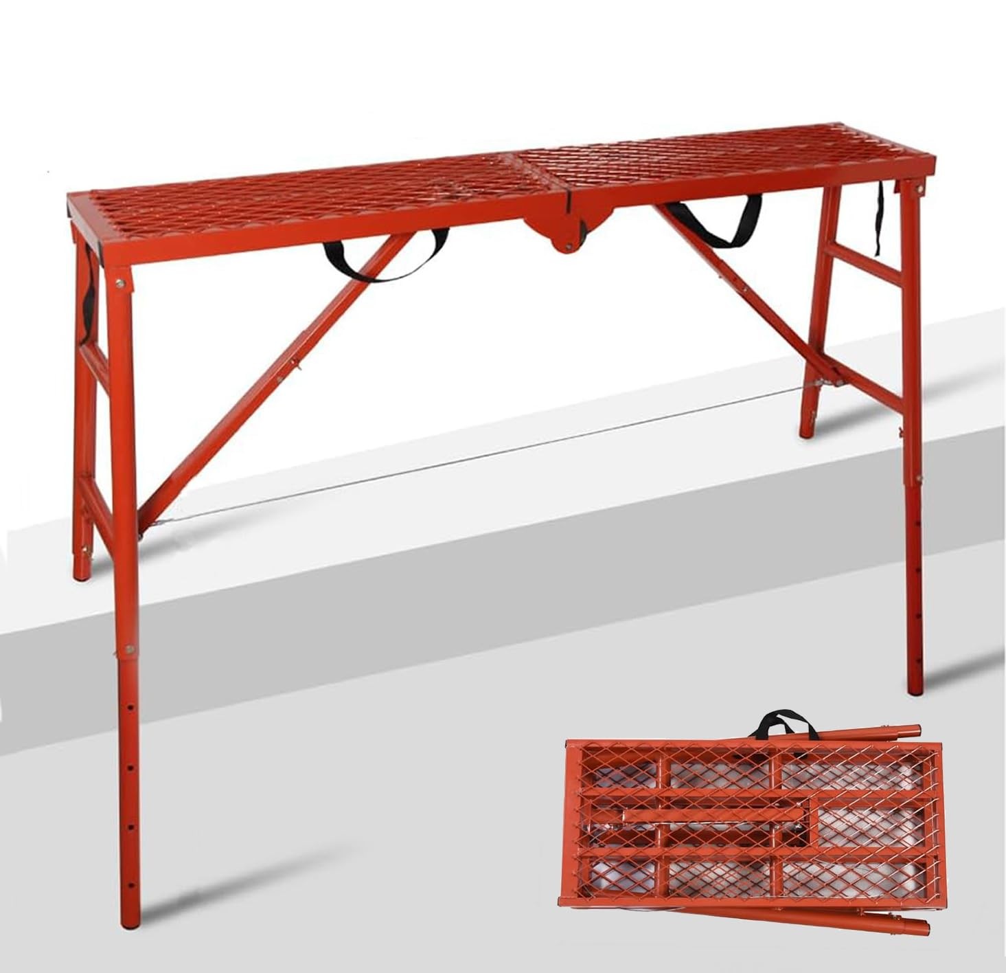 LEADALLWAY Scaffolding Platform 58”(L) x11”(W) x30”(H) Folding Red