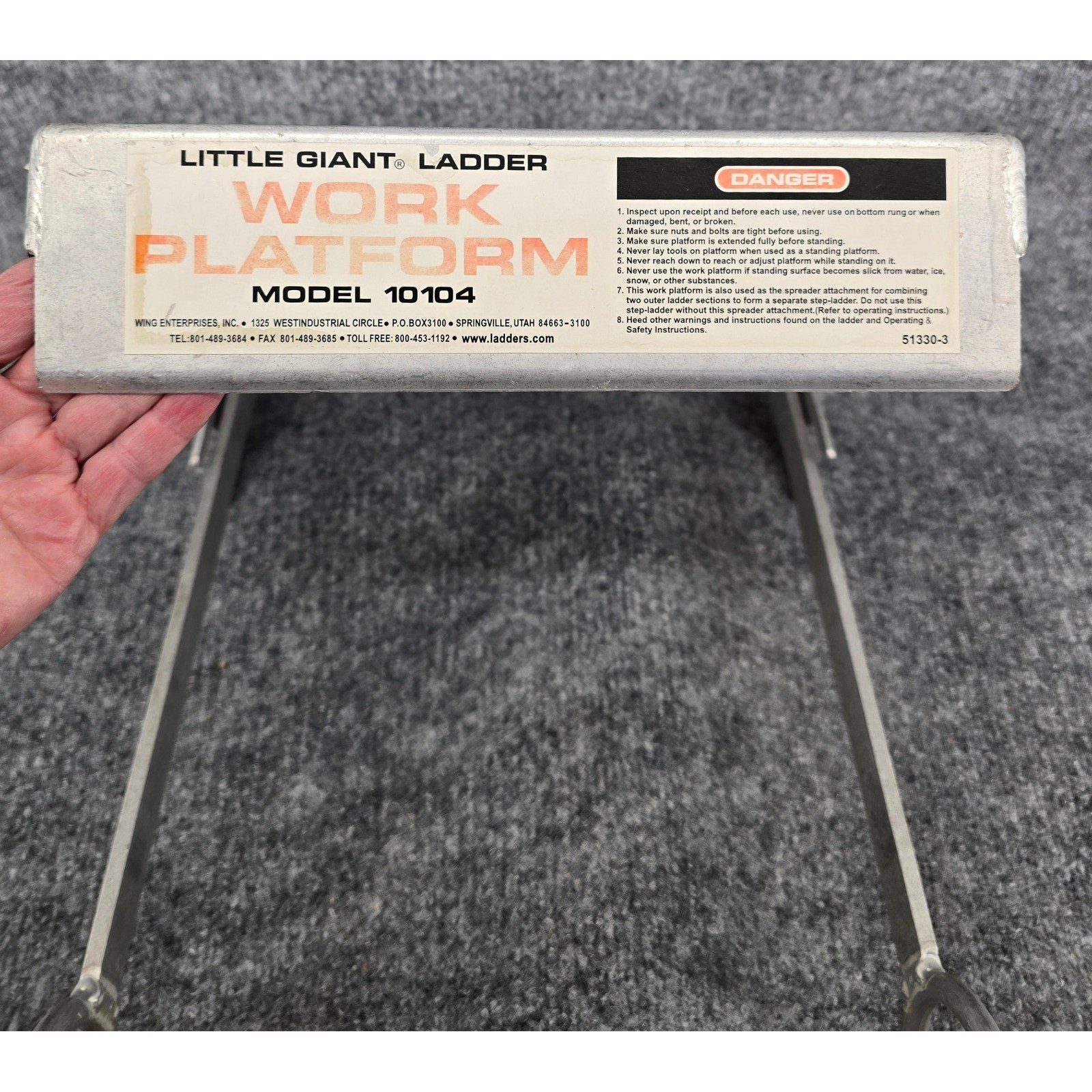 Little Giant Work Platform Ladder Accessory 10104 Silver Aluminum Folding Tray