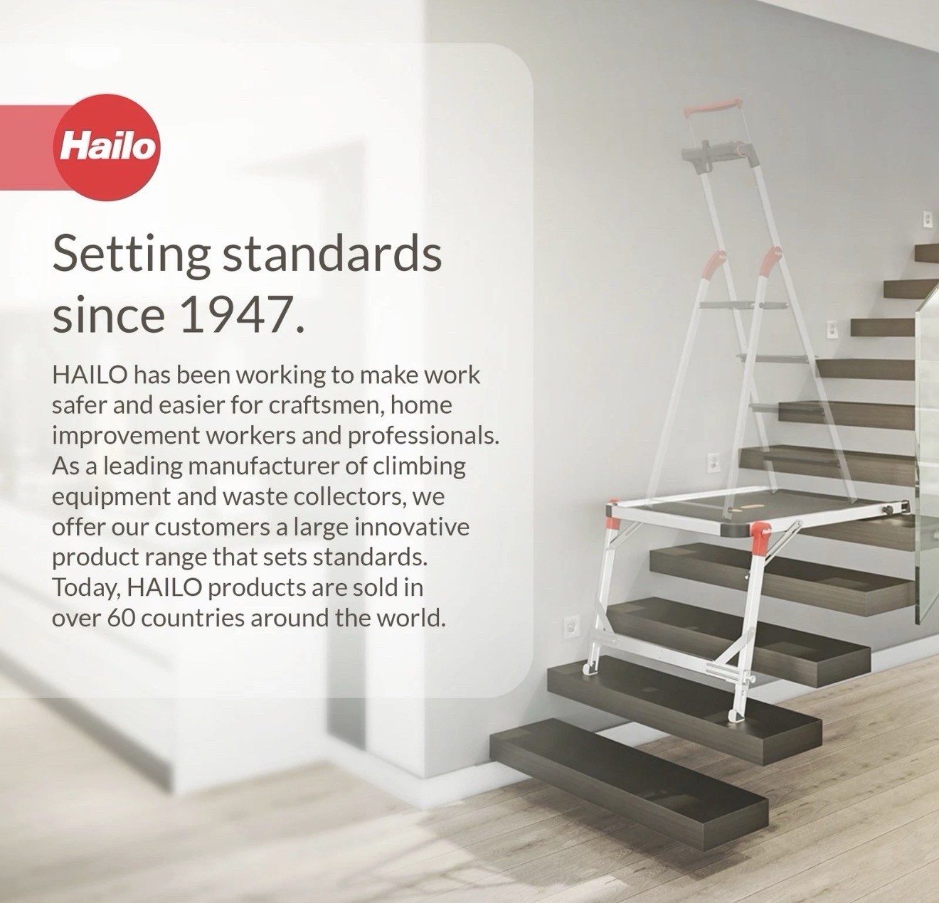 Hailo TP1 Staircase Platform for Step Stools & Ladders, 330 lbs Capacity, Black