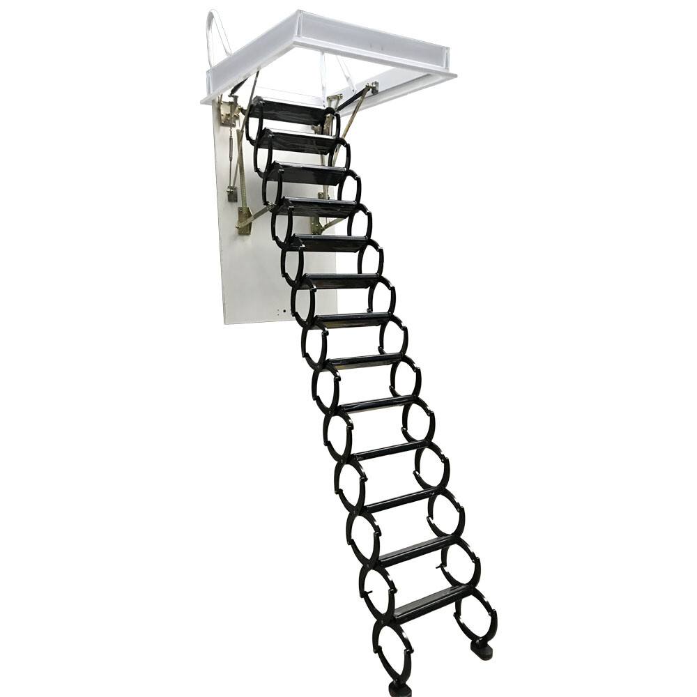 13 Steps 10.5ft Hight Black Loft Wall Ladder Stairs Hidden Folding Attic Stairs
