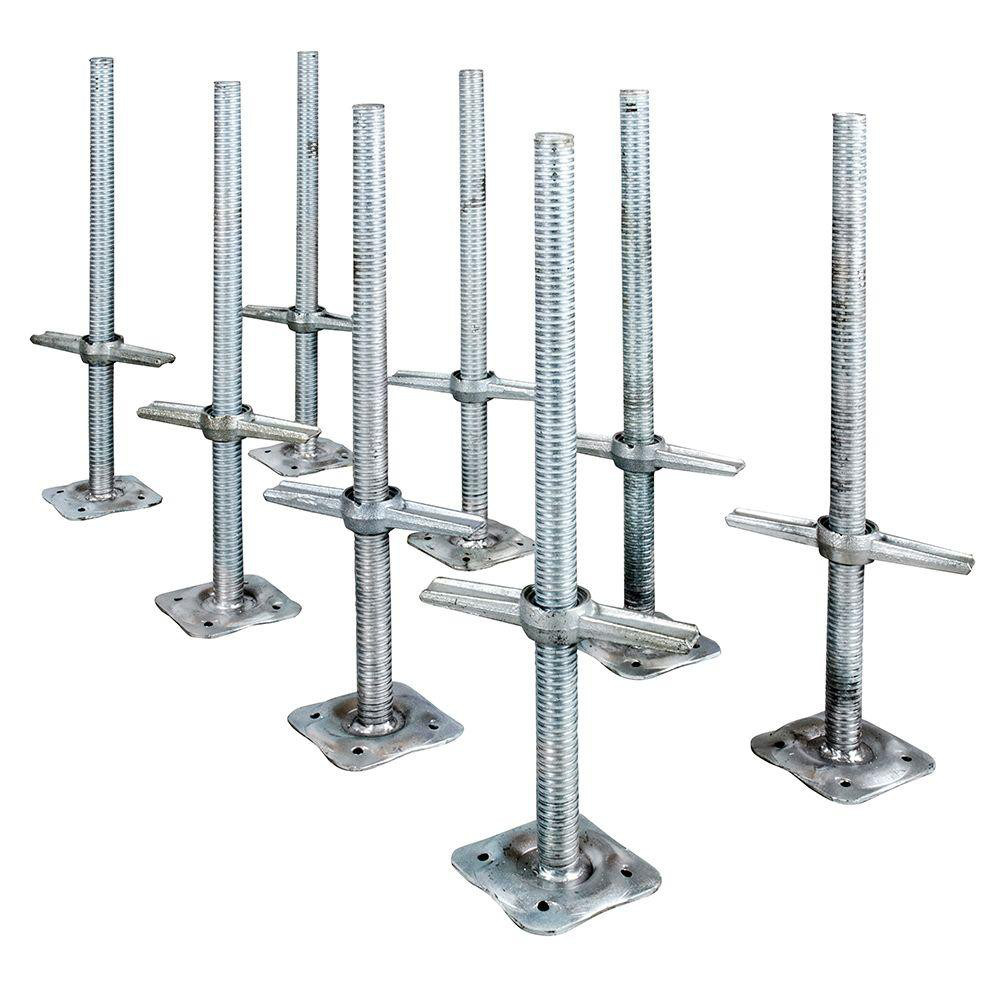 Scaffolding 24In Leveling Jack Steel Plate Base Adjustable Screw 8Pack MetalTech