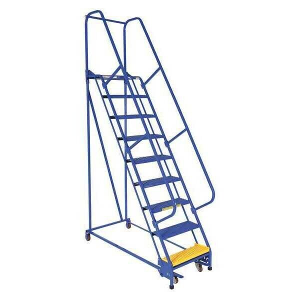 NEW! Vestil 9 Step Blue Steel Portable Warehouse Ladder Perforated 350 lb Cap!!