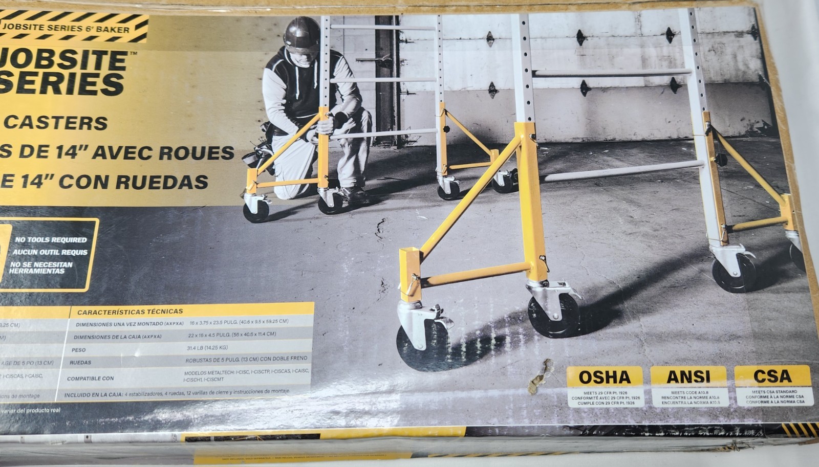 MetalTech I-CISO4 14” Scaffolding Outrigger Set w/ 5” Casters 4-Pack Baker – New