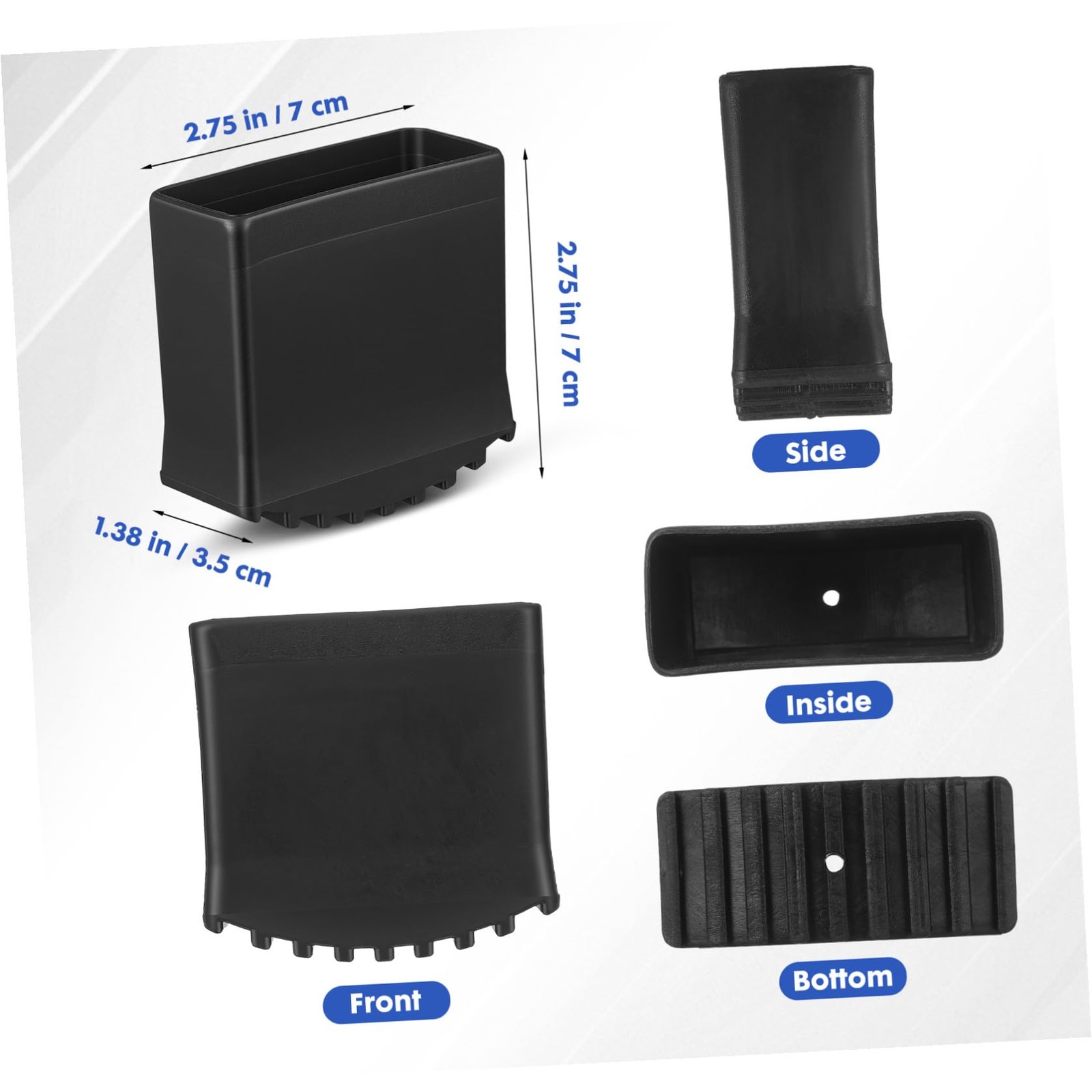 Cabilock Non-Slip Ladder Foot Covers 2.75X2.75 Inch Rubber 7x7cm, Black