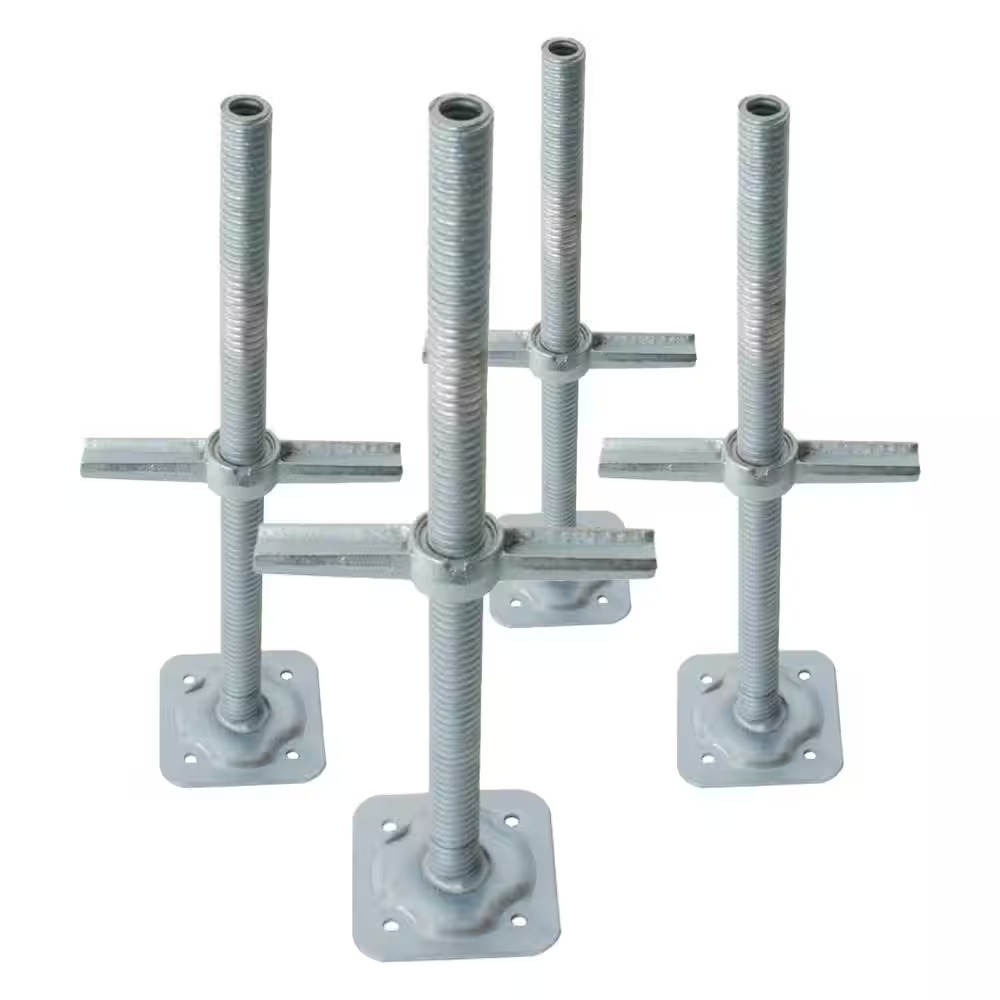 24-Inch Galvanized Steel Adjustable Leveling Jacks with Heavy-Duty Base Plate an