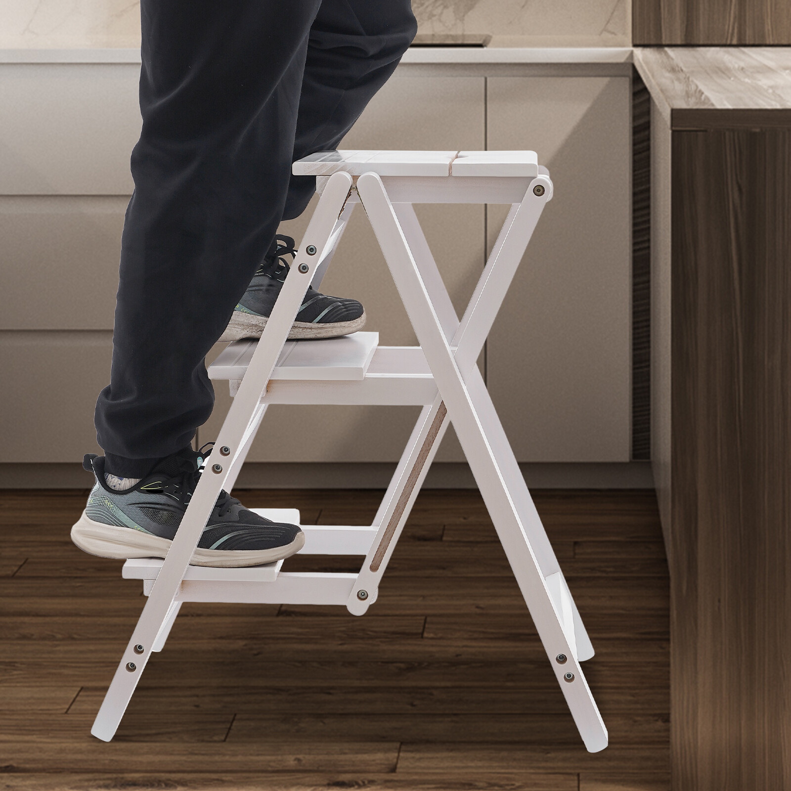 Trapezoidal Step Stool, 3 Step Ladder, Folding Step Stool 22.44*16.33*25.6in