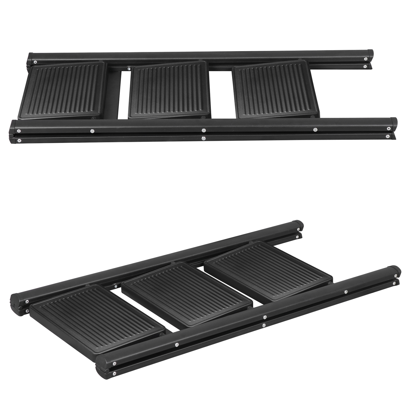 Foldable Three Step Ladder Easy To Store with Anti Slip Wide Pedals, Black
