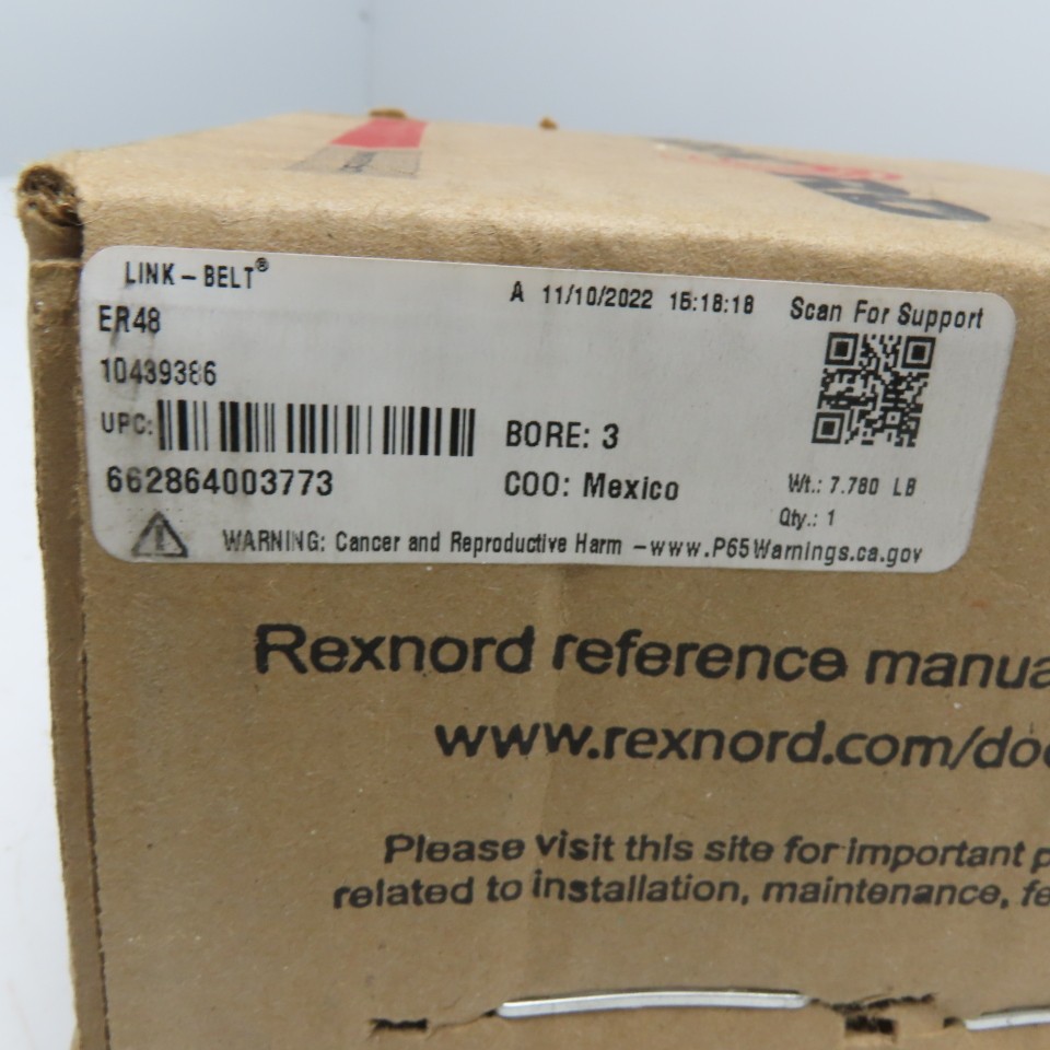 Rexnord 662864003773 ER48 Link-Belt 3″ Bore Ball Bearing Insert