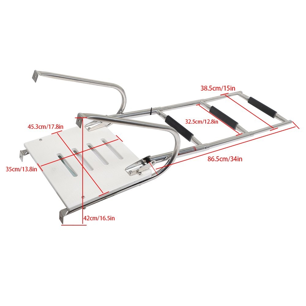 2/3/4/5 Steps Boarding Ladder Stainless Steel Telescoping Foldable Marine Ladder